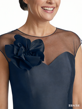 Chicsew Illusion Neckline Cap Sleeve High Low Satin Modern Mother of the Bride Dresses