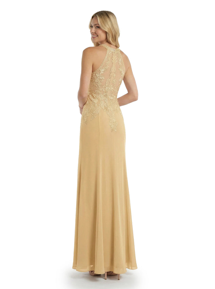 ChicSew Halter Chiffon Mermaid Modern Mother Of The Bride Gown With Lace Applique