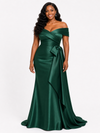 ChicSew Elegant Off Shoulder Soft Satin Mermaid Ruched Floor-Length Bridesmaid Dresses With Bow