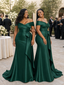 ChicSew Elegant Off Shoulder Soft Satin Mermaid Ruched Floor-Length Bridesmaid Dresses With Bow