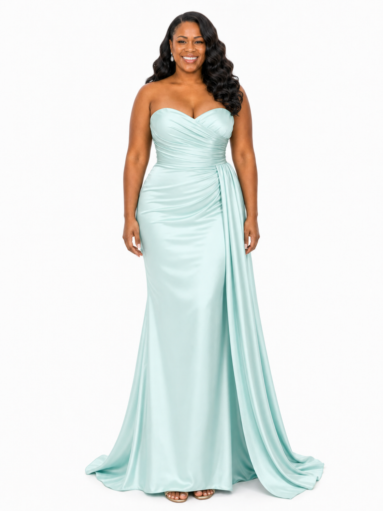 ChicSew Sweetheart Ruching Mermaid Soft Satin Floor-Length Bridesmaid Dresses