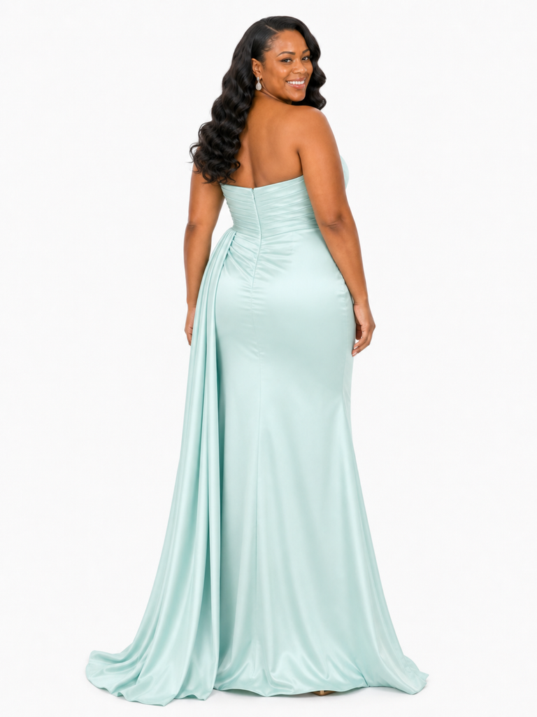 ChicSew Sweetheart Ruching Mermaid Soft Satin Floor-Length Bridesmaid Dresses