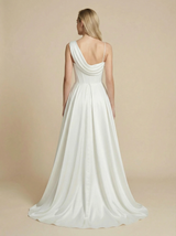 Mermaid Spaghetti Straps Boning Maxi Long Satin Wedding Dresses Overskirt