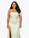 ChicSew One Shoulder Mermaid Side Slit Ruched Soft Satin Floor-Length Bridesmaid Dresses