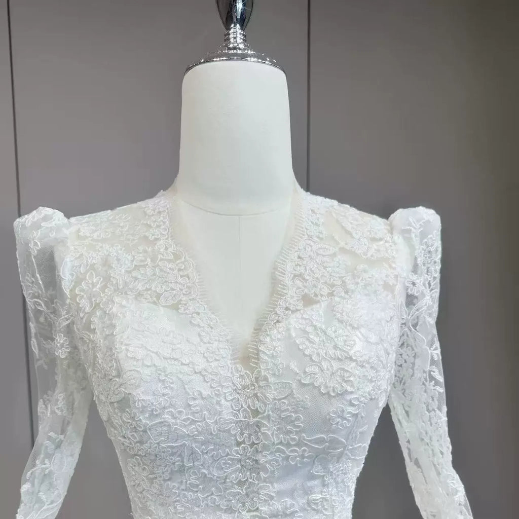 ChicSew Long Sleeves Lace Appliques Ball Gown Wedding Dress