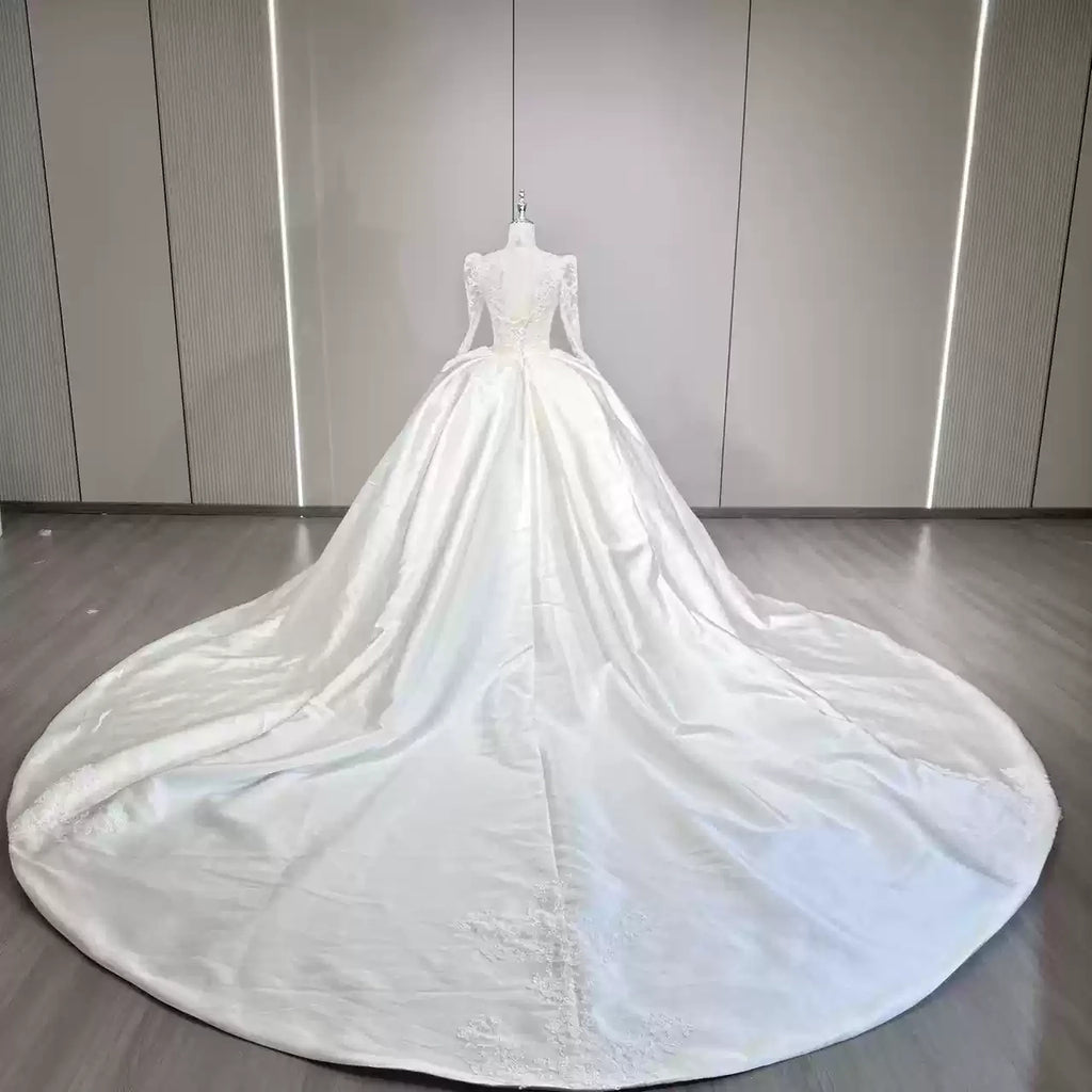 ChicSew Long Sleeves Lace Appliques Ball Gown Wedding Dress