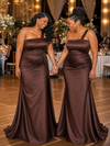 ChicSew Fancy One Shoulder Mermaid Soft Satin Maxi Long Bridesmaid Dresses