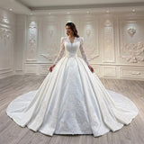 ChicSew Long Sleeves Lace Appliques Ball Gown Wedding Dress