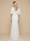 Mermaid V-Neck Half Sleeves Side Slit Chiffon Maxi Long Wedding Dresses Online