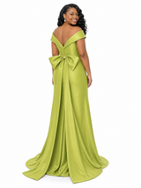 ChicSew Fancy Off Shoulder Soft Satin Long Side Slit Mermaid Bridesmaid Dresses With Bow Knot