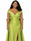 ChicSew Fancy Off Shoulder Soft Satin Long Side Slit Mermaid Bridesmaid Dresses With Bow Knot