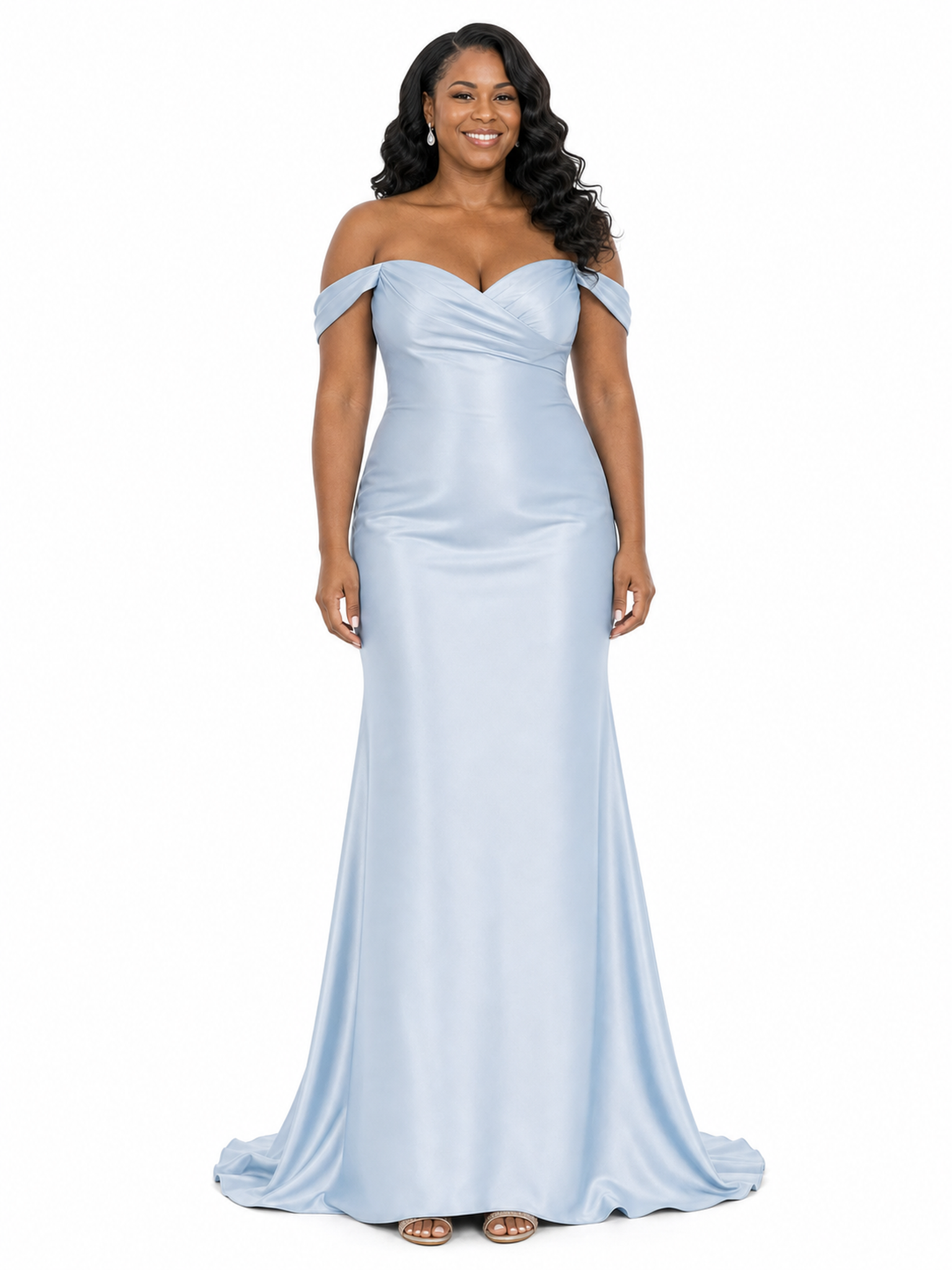 ChicSew Fancy Off Shoulder Soft Satin Mermaid Maxi Long Bridesmaid Dresses