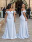 ChicSew Fancy Off Shoulder Soft Satin Mermaid Maxi Long Bridesmaid Dresses