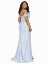 ChicSew Fancy Off Shoulder Soft Satin Mermaid Maxi Long Bridesmaid Dresses