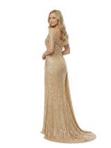 Sparkly Off Shoulder Sleeveless Side Slit Mermaid Sequined Long Evening Prom Dresses
