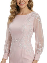 Lace Long Sleeve Cocktail Mother of the Bride and Groom Dresses
