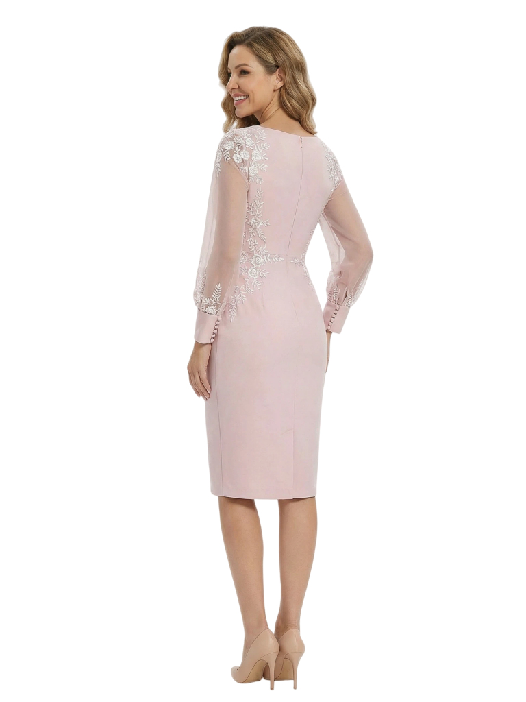 Lace Long Sleeve Cocktail Mother of the Bride and Groom Dresses