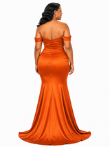 ChicSew Off Shoulder Soft Satin Maxi Long Mermaid Bridesmaid Dresses