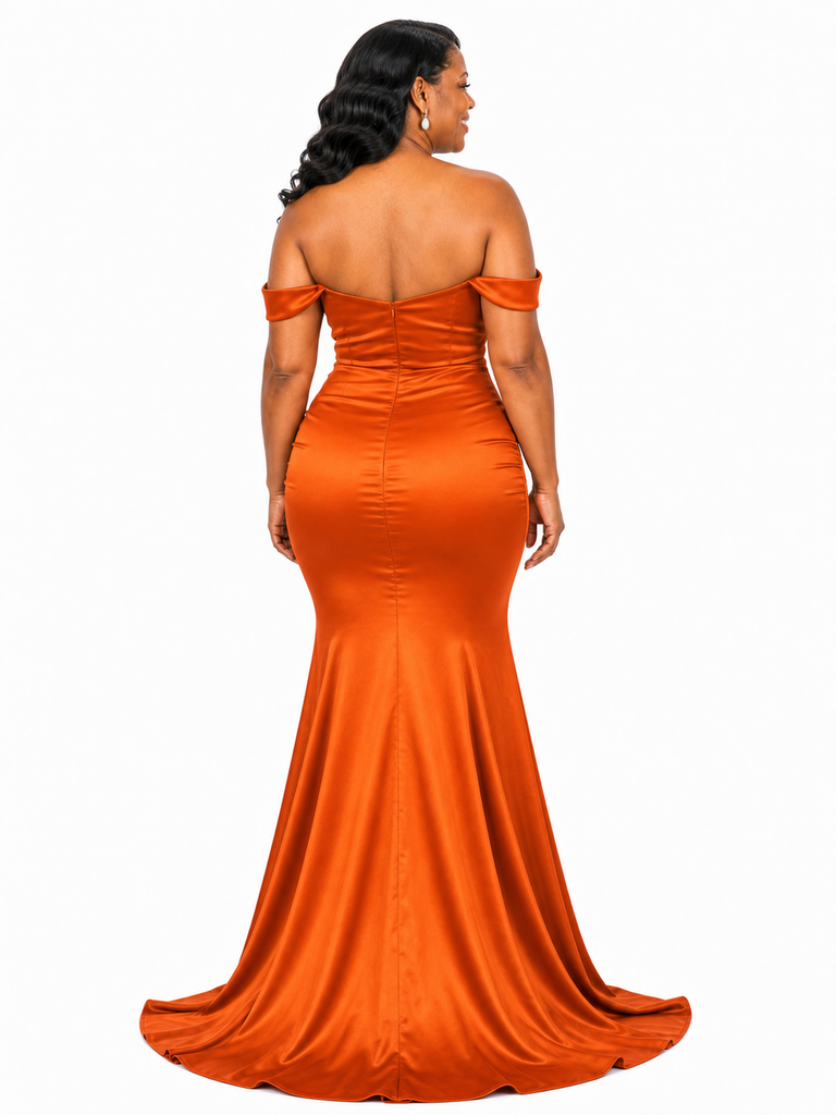 ChicSew Off Shoulder Soft Satin Maxi Long Mermaid Bridesmaid Dresses