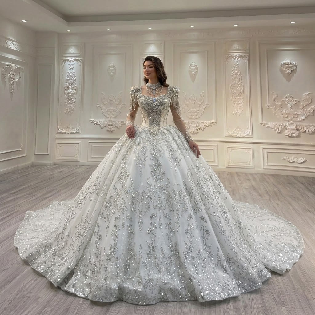 ChicSew Luxurious Sequin Rhinestone Wedding Dress