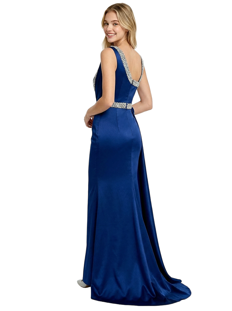 Chic Asymmetrical Glitter Rhinestone Mermaid Ruched Prom Dress With Side Drape