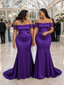 ChicSew Fancy Off Shoulder Soft Satin Maxi Mermaid Long Bridesmaid Dresses