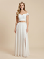 A-Line Off Shoulder Lace And Chiffon Maxi Long Wedding Dresses Online