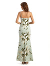 Simple One Shoulder Side Slit Sleeveless Mermaid Floral Satin Maxi Floral Formal Dresses For Women