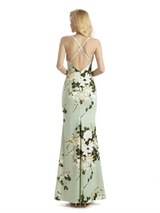 Sexy Jewel Spaghetti Straps Mermaid Long Satin Floral Formal Dresses For Women