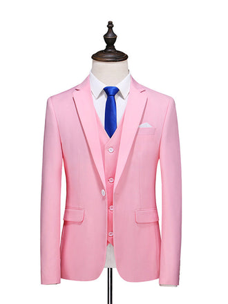 Pink Casual Men's Suit Slim Fit Double Breasted 2 Piece Business Tuxedos CN483