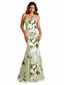 Sexy Sweetheart Mermaid Long Satin Floral Formal Dresses For Women