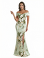 Sexy Off Shoulder Mermaid Long Satin Floral Formal Dresses For Women