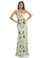 Elegant One Shoulder Mermaid Long Satin Floral Formal Dresses For Women