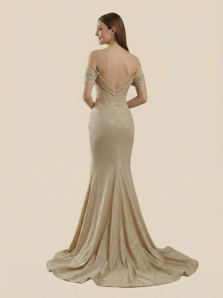 Mermaid Off Shoulder Side Slit Maxi Long Sequin Wedding Dresses Online