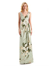 Beautiful Mermaid V-Neck Floral Satin Maxi Floral Formal Dresses For Women