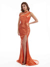 Sexy One Shoulder Floor-Length Metallic Stretch Shiny Fabric Bridesmaid Dresses Online