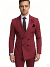 Classic 2 Piece Burgundy Men's Suit with Regular Fit and Sophisticated Peak Lapel