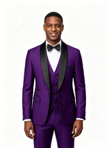 Color Blocking 1 Piece Purple Men's Suit with Regular Fit and Sophisticated Peak Lapel