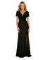 Elegant Short Sleeves V-Neck Mermaid Side Slit Crepe Long Mother of The Bride and Groom Dresses