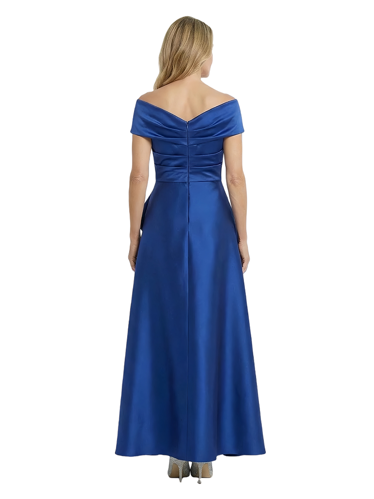 Chicsew Off Shoulder Ruched A-Line Floor Length Satin Mother Of The Bride And Groom Dresses
