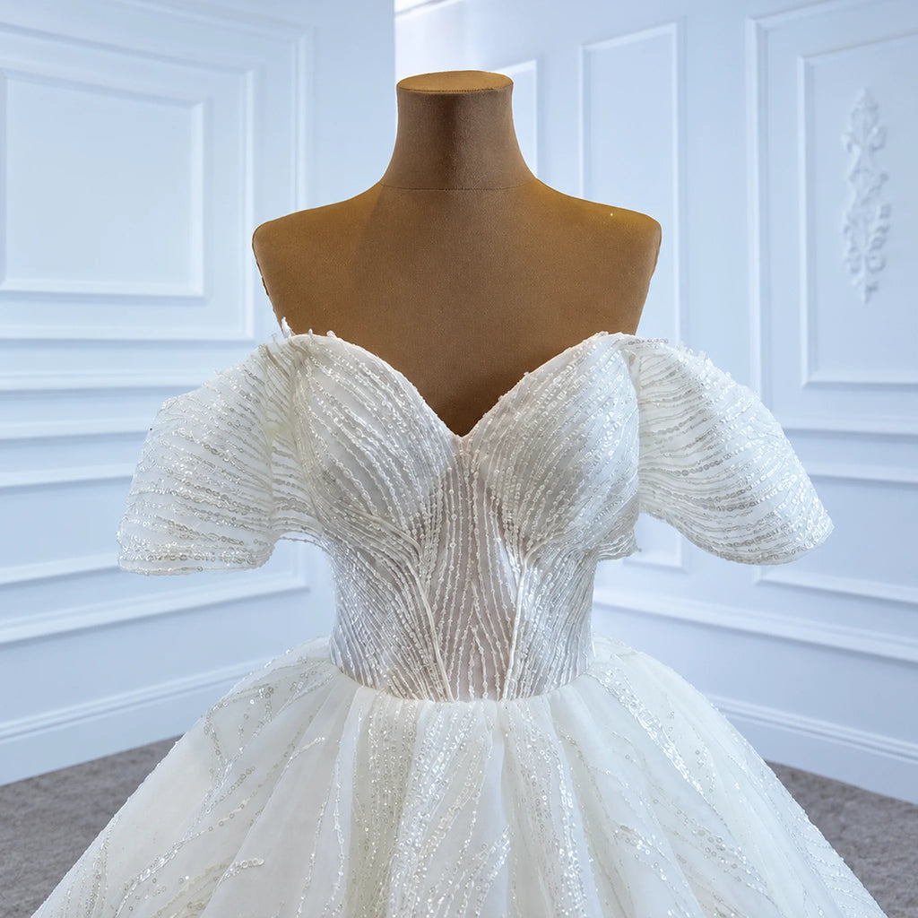 ChicSew Luxurious Off Shoulder Ball Gown A-Line Wedding Dress With Sequin
