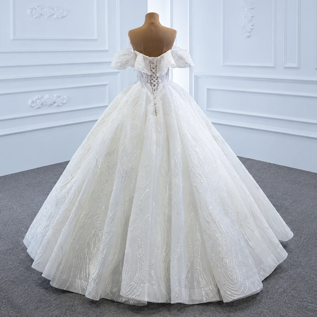 ChicSew Luxurious Off Shoulder Ball Gown A-Line Wedding Dress With Sequin