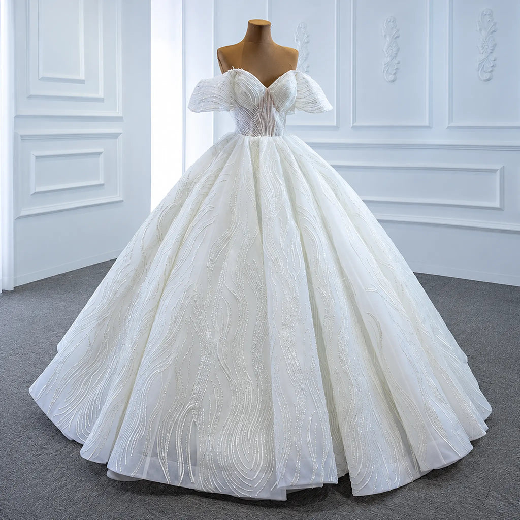 ChicSew Luxurious Off Shoulder Ball Gown A-Line Wedding Dress With Sequin