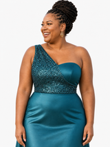 ChicSew Unique One Shoulder Sequined Soft Satin A-Line Floor-Length Bridesmaid Dresses