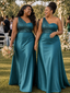 ChicSew Unique One Shoulder Sequin Soft Satin A-Line Floor-Length Bridesmaid Dresses