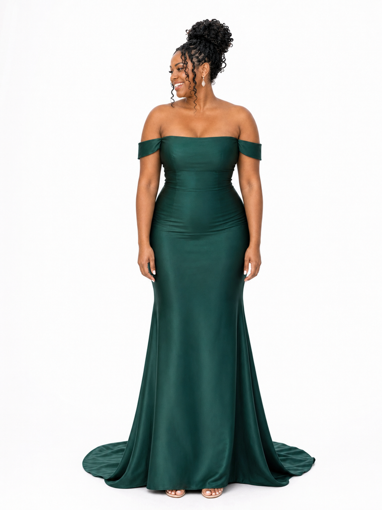 ChicSew Elegant Off Shoulder Soft Satin Mermaid Maxi Bridesmaid Dresses