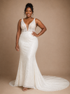 ChicSew Elegant V-Neck Spaghetti Straps Mermaid Sequin Floor-Length Wedding Dress