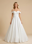 A-Line Cold Shoulder Sweetheart Satin Maxi Long Wedding Dresses Online