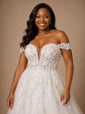 ChicSew Romantic V-Neck Sleeveless Long A-Line Lace Appliques Tulle Wedding Dress