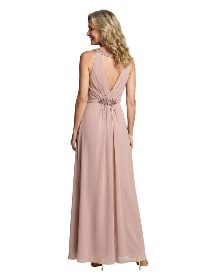 Fancy Halter Sleeveless Lace Appliques Chiffon Long Mother of the Bride dresses